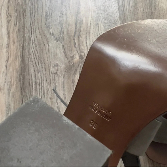 Boemos Italy Sandals Block Heel Dark Gray Leather Square Toe  7.5 38 - Picture 7 of 9